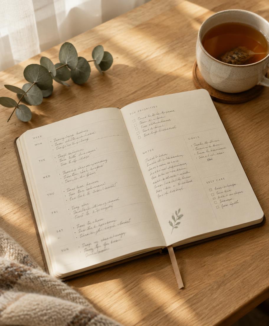 De Vandaag Rookvrij planner open op een houten tafel